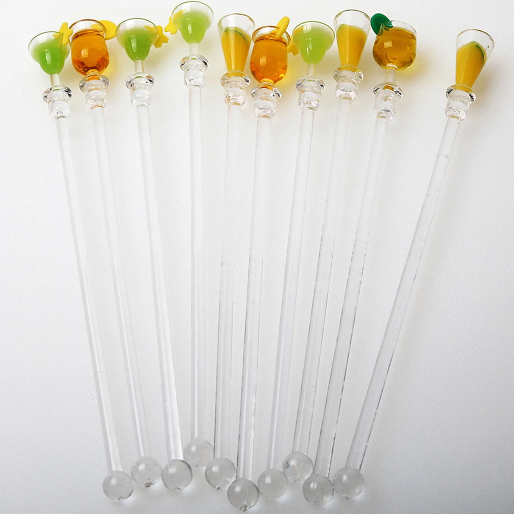 

10pcs Stirrers Durable Glass Shape Lightweight Stirring Rod for KTV Pub Restaurant
