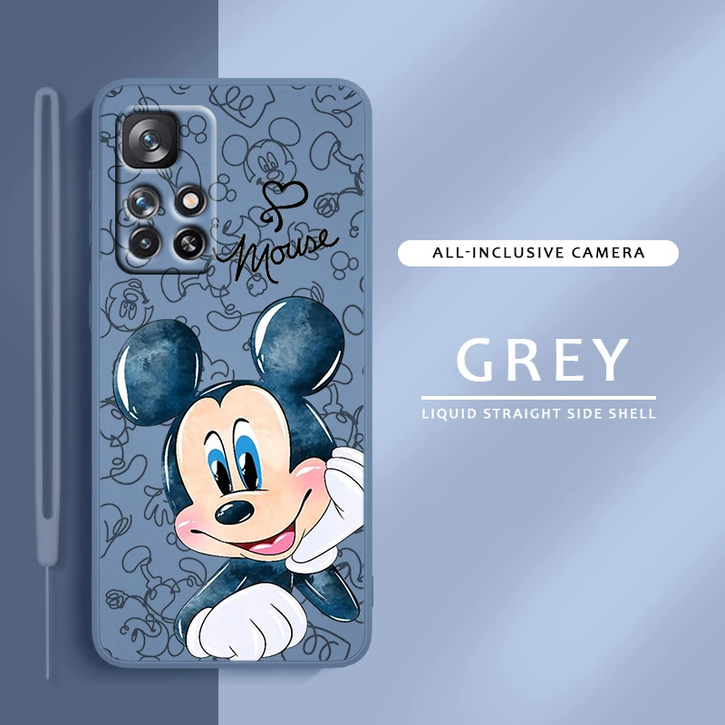 

Disney Cute Mickey Mouse For Redmi K60 K50 K40 K30 K20 10C X 9C T AT A 8A 7A Gaming Pro Plus Liquid Rope Phone Case