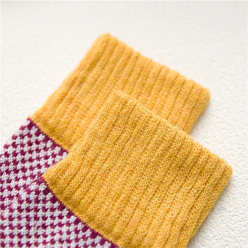 5 Pairs Wool Socks Winter and Autumn Super Thick Warm Cashmere Snow Harajuku Star Women Casual Socks