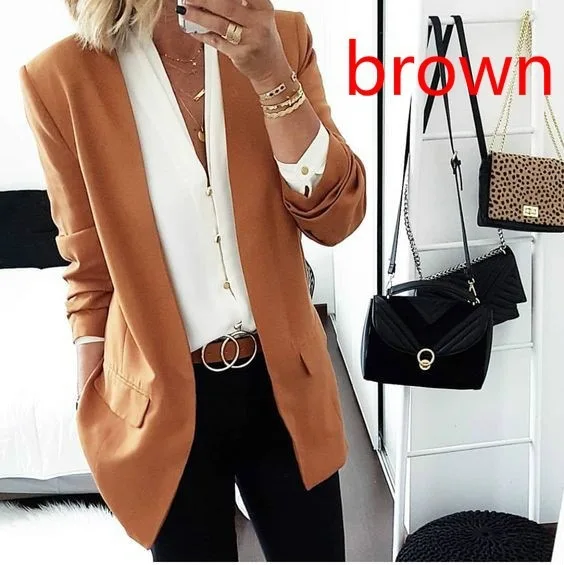 2023 Autumn and Winter New Hot Sale Slim Solid Color Fashion All-match Small Suit Jacket Women Clothing