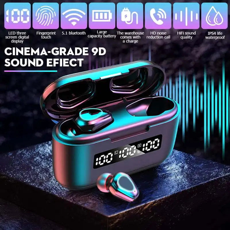 

G40 TWS 5.1 Touch Wireless bluetooth Earphones with Microphone Headphones HIFI 9D Stereo Earbuds Sport Running Heasets 3600mAh