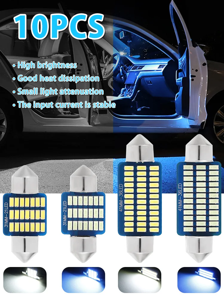 

10 шт., встросветильник лампа для чтения, 31 мм/41 мм, 12 В