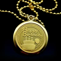 happy birthday gold plated coin chain lucky four leaf clover blessing gold necklace exquisite birthday gifts