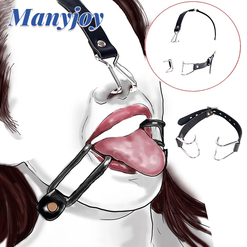 

Manyjoy BDSM Open Mouth Gag Slave Claw Nose Hook Bondage Harness Restraint RolePlay Oral Sex Accessories for Couple