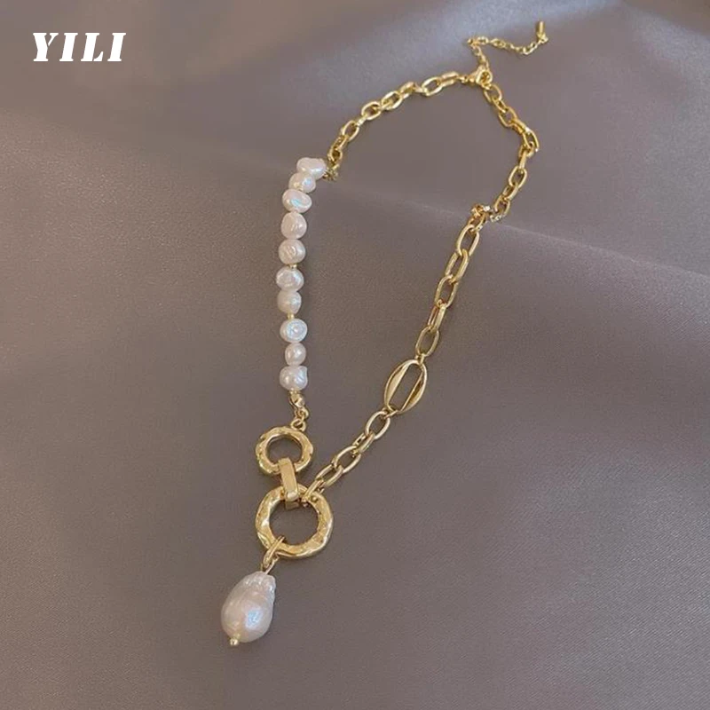 

Ожерелье женское с натуральным пресноводным жемчугом, чокер неправильной формы в Европейском стиле, вечернее вечерние велирное украшение