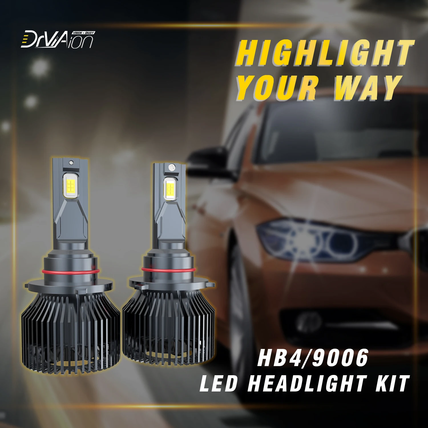 

2x 9006/HB4 H10 LED Headlight Bulbs,8000LM LED Headlights,6000K Cool White LED Headlight Conversion Kit IP68 Waterproof