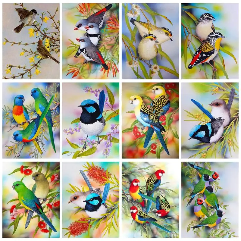 

RUOPOTY Diamond Painting Bird Plum Blossom Cross Stitch Full Square/Round Handmade Gift Embroidery Mosaic Home Decor