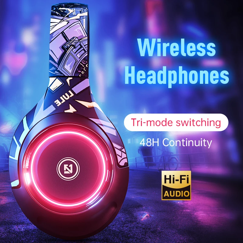 Stereo Wireless Headphones Bluetooth Earphone 5.2 Foldable headset Sport headphone Game Fone Bluetooth HIFI Music Light Earbuds