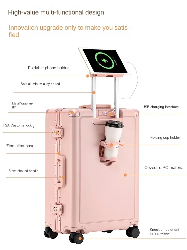 Чемодан на колесиках для мужчин и женщин Дорожный чемодан с алюминиевой рамкой