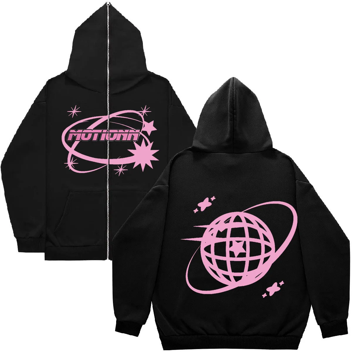 

Spring new men planet print zipper sweater retro hoodie lovers street tide coat oversize hoodie harajuku hoodie