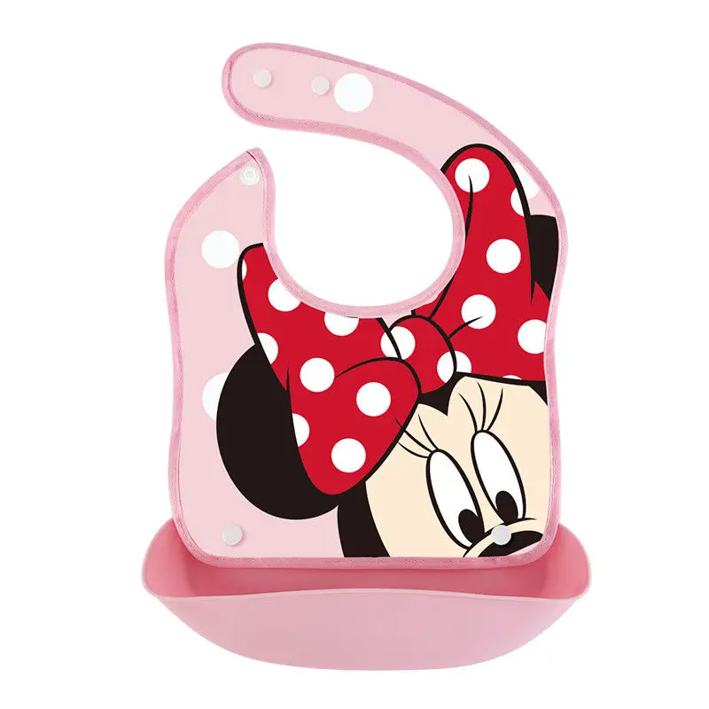 

Disney Mickey Minnie Anime waterproof Baby Bib portable children's removable Bib