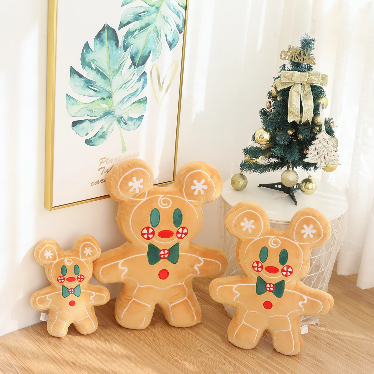 

Рождественский имбирный человек Микки Маус плюшевая игрушка Kawaii декор комнаты Мягкая кукла диван подушка прикроватная Подушка Рождественский подарок для детей