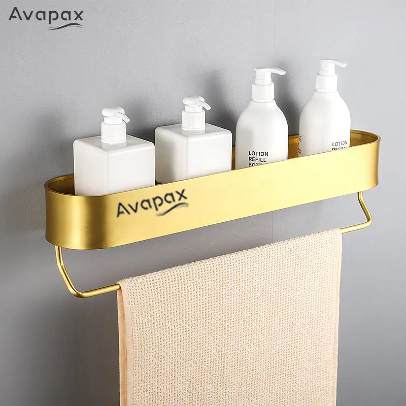 

Avapax Gold Shower Racks Bathroom Shelf 30/40/50cm Wall Bathroom Shampoo Cosmetics Shelf Shower Basket Storage Rack Space Saving