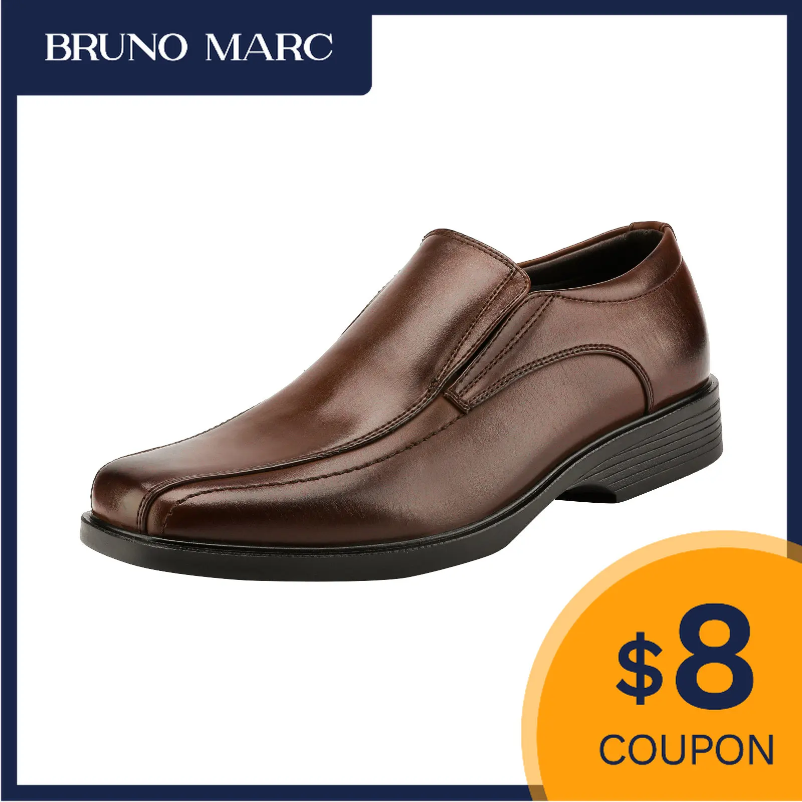 

Bruno Marc Mens Leather Slip on Dress Shoes Wedding Casual Business Classic Loafers Modern Formal Luxury Shoes for Man Brand