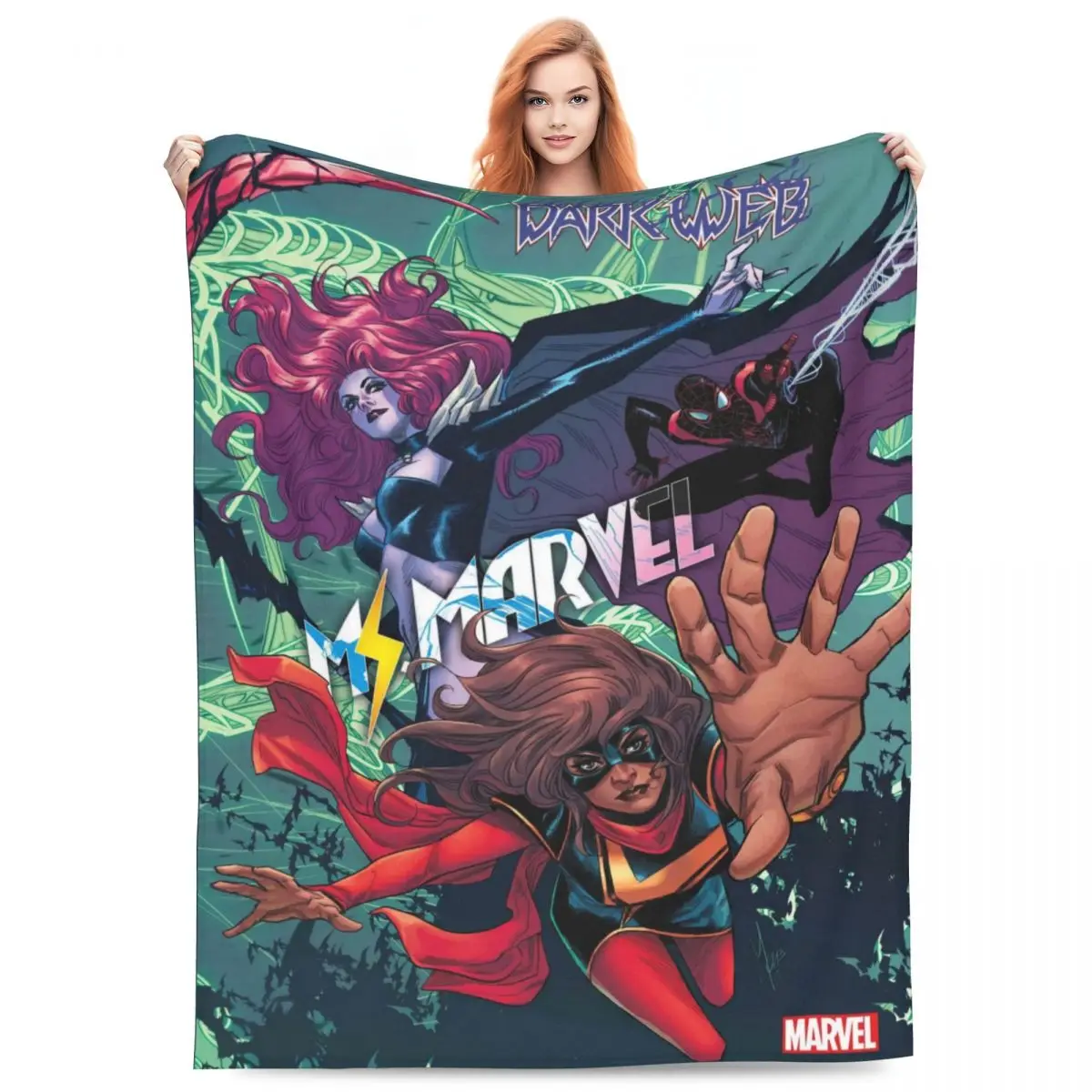 Одеяла DARK WEB MS MARVEL мягкие теплые пушистые плюшевые постельные принадлежности для