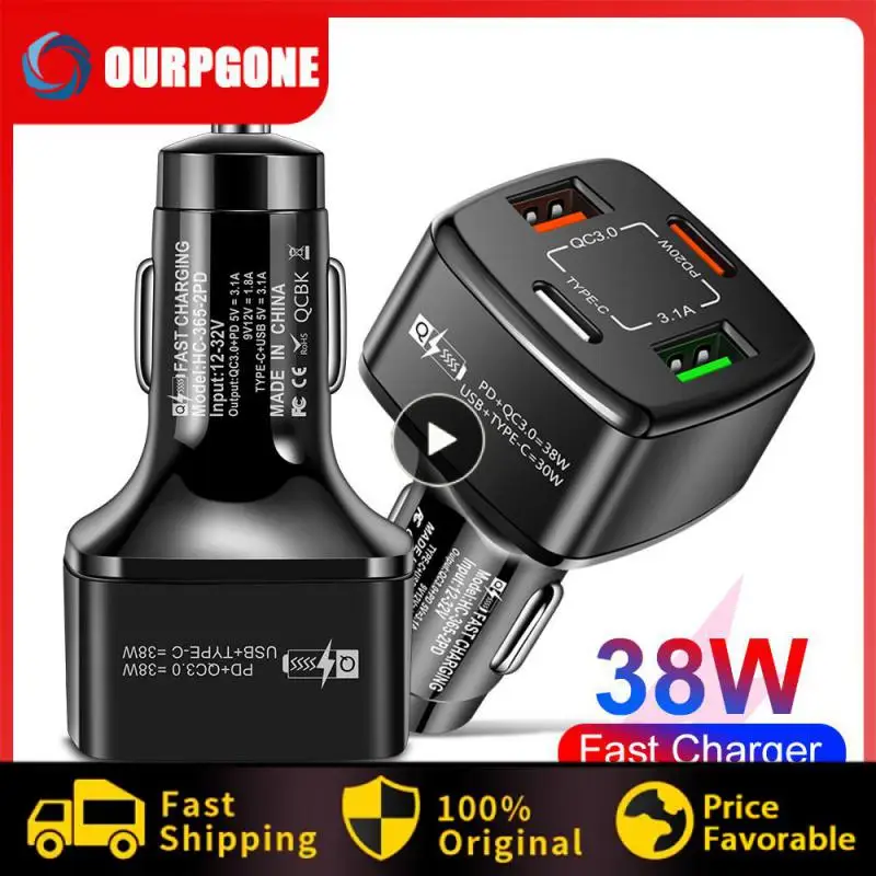 

Fast Charging Car Charger Adapter Pd 20w Car Cigar Lighter Plug Portable Car Usb Charger Smart Car Supplies Universal 4usb Qc3.0