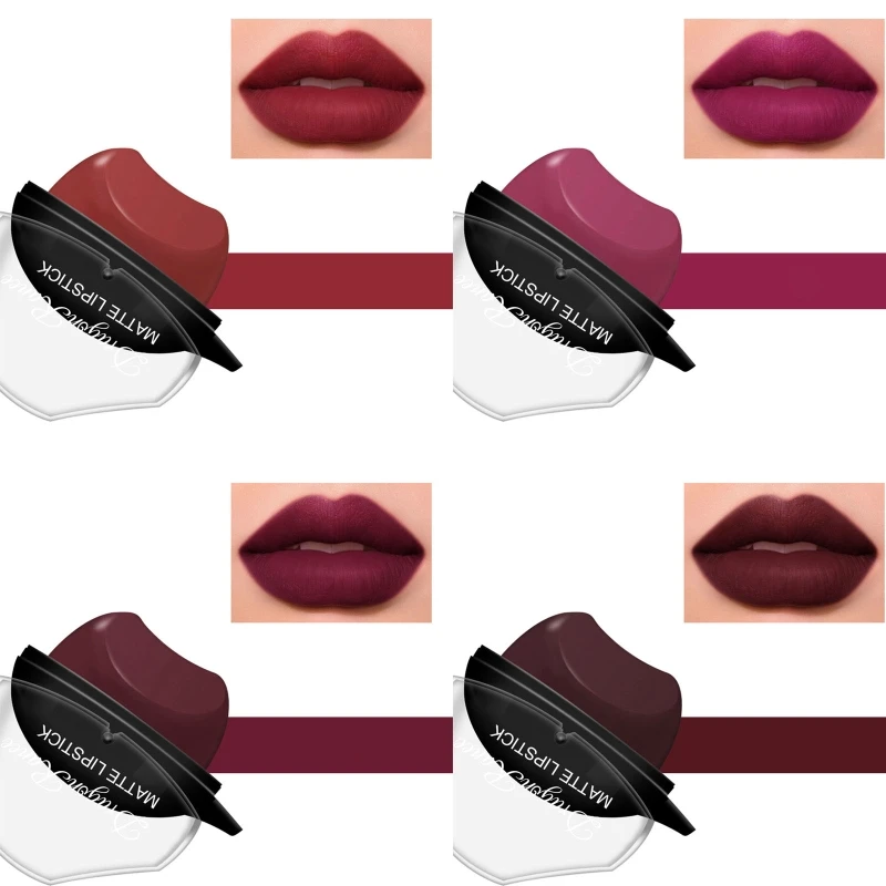 

4 Colors Matte Velvet Lipstick Nonstick Cup Lip Glaze Glossy Waterproof Sexy Lip Gloss Long-lasting Cosmetic Tool