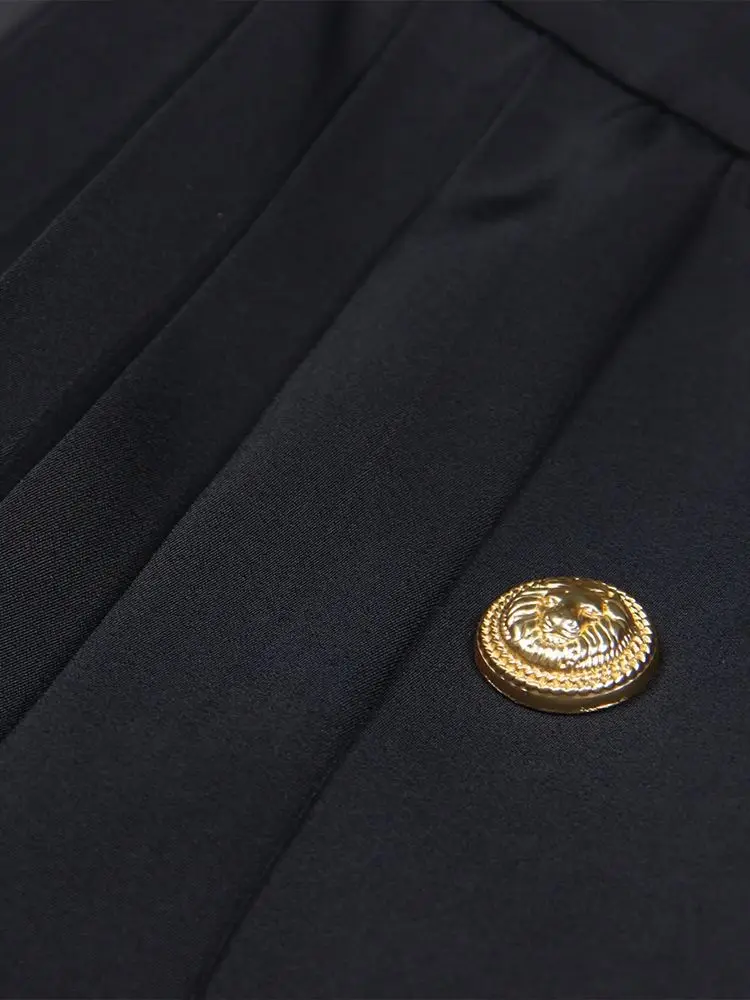 Женская плиссированная мини-юбка Модная стильная с металлическими пуговицами в