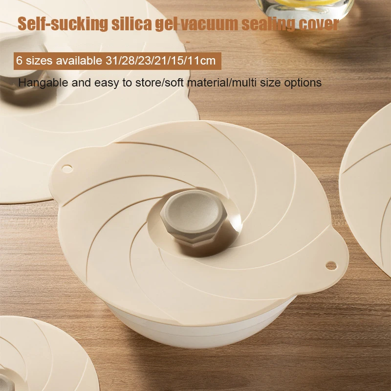 

Silicone Self-priming Fresh-keeping Lid Vacuum Seal Bowl Can Pot Cap Lid Refrigerator Food Anti-odor Sealing Kitchen Accessories
