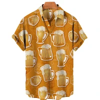 hawaiian casual shirt for men unisex fashion beer print wine glass wine barrel party hi pi top mens shirt oversized apparel