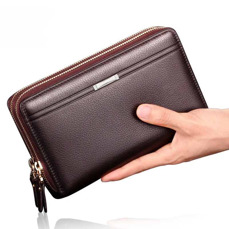 Brand Men Wallet Double Zipper Purse Long Money Clip Phone Package Luxury Large Capacity Coin purse man Clutch Bags sac carteira