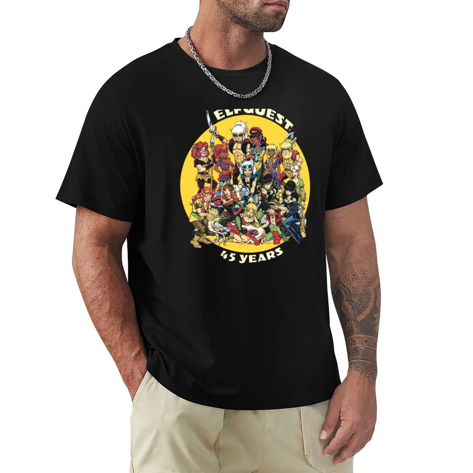 

Футболка брендовая, футболка ElfQuest: серого цвета 45 лет, аниме топы, футболка с коротким рукавом для мужчин, повседневные футболки