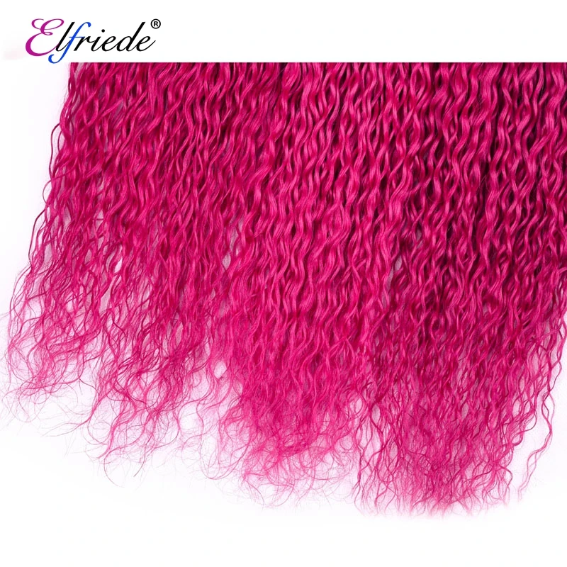 Elfriede T1B/розово-красные Курчавые Кудрявые Омбре цветные человеческие волосы 100%