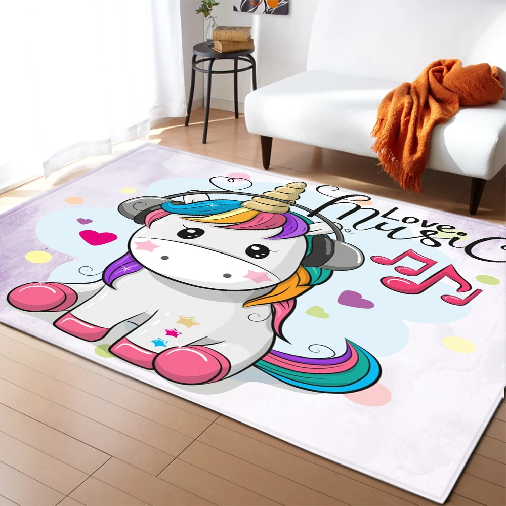 

Pink Unicorn Living Room Area Rug Unicorn Carpet Girls Room Bedroom Kitchen Rug Kawaii Kids Play Rug Memory Foam Indoor Doormat