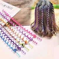 6pcsset girls cute rainbow colorful crystal long spiral headbands braid hair ornament hair bands kids fashion hair accessories
