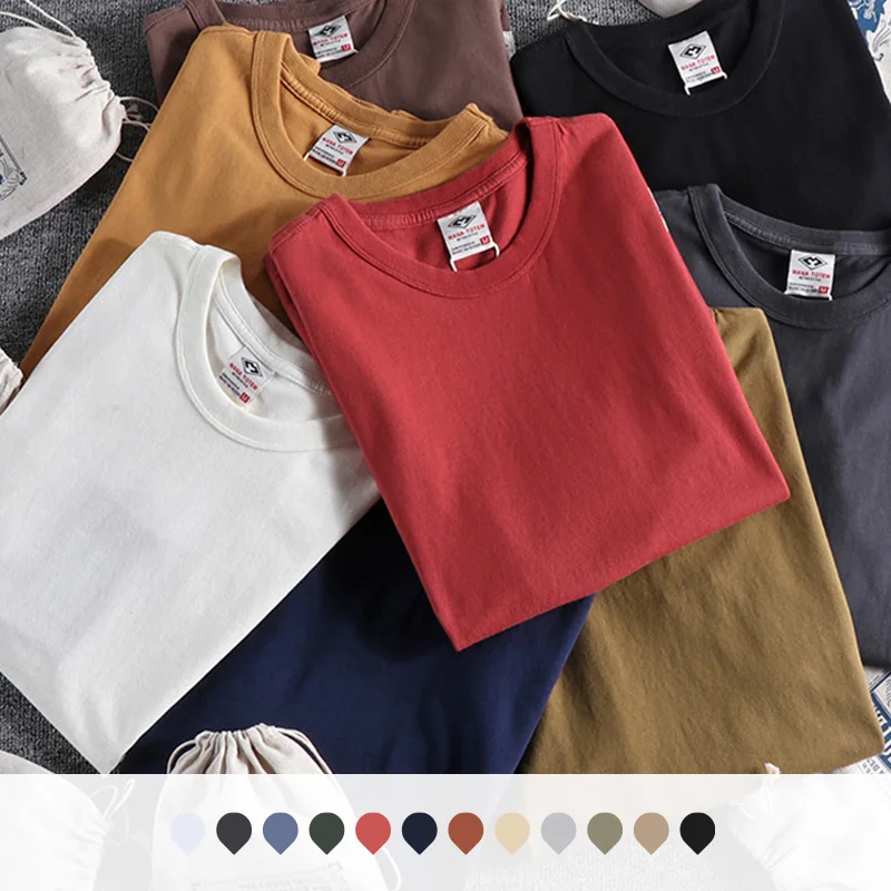

Men's Short Sleeve T Shirt Basic Solid Color Summer Casual Tops Tee 100% Washed Cotton Fashion Unisex Plain Clothes
