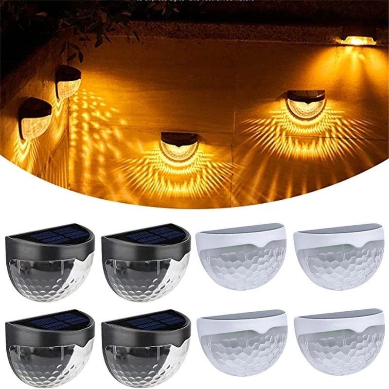 

1PCS 6LEDS Outdoor Solar Wall Light Semicircle Energy-saving Lamps White/Warm Light Garden Courtyard Corridor Decoration Lights