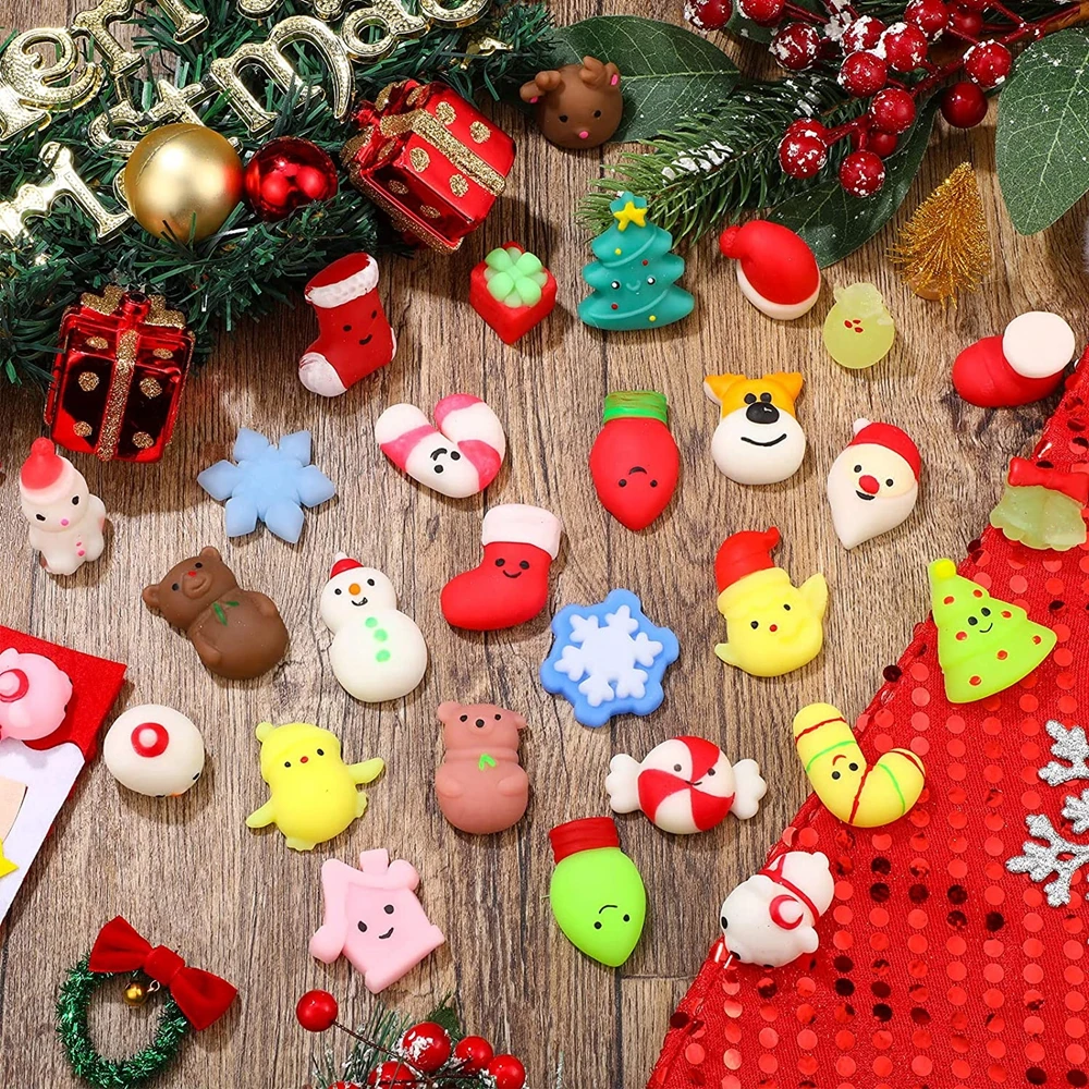 

Christmas Squishy Mochi Fidget Toys Cute Santa Anti-Stress Reliever Squeeze Toys Party Favors Bag Fillers Prizes Kids Xmas Gifts