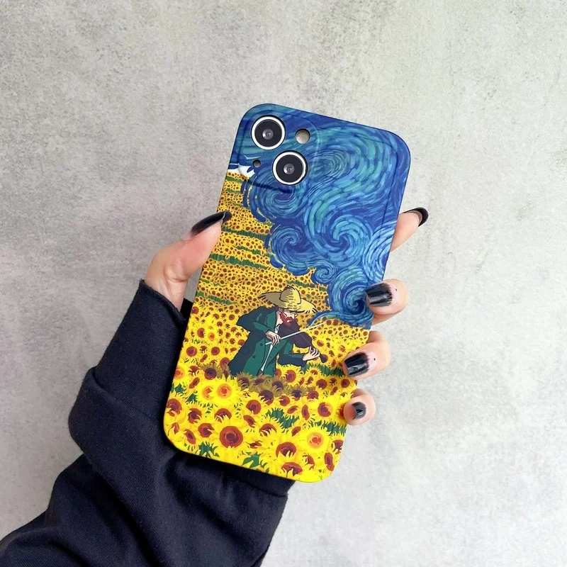 

Creative Van Gogh The Sunflowers Phone Case Cover for IPhone 7 8 Plus 11 12 13 Pro X XR XS Max Shockproof Case