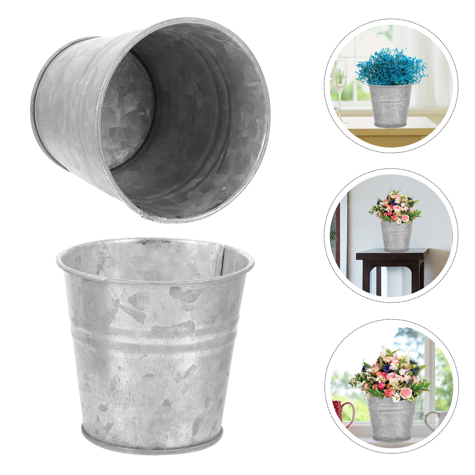 

Flower Vase Bucket Pot Galvanized Milk Metal Jug Iron Pots Buckets Can Planter French Farmhouse Tin Vintage Pitcher Retro Shabby