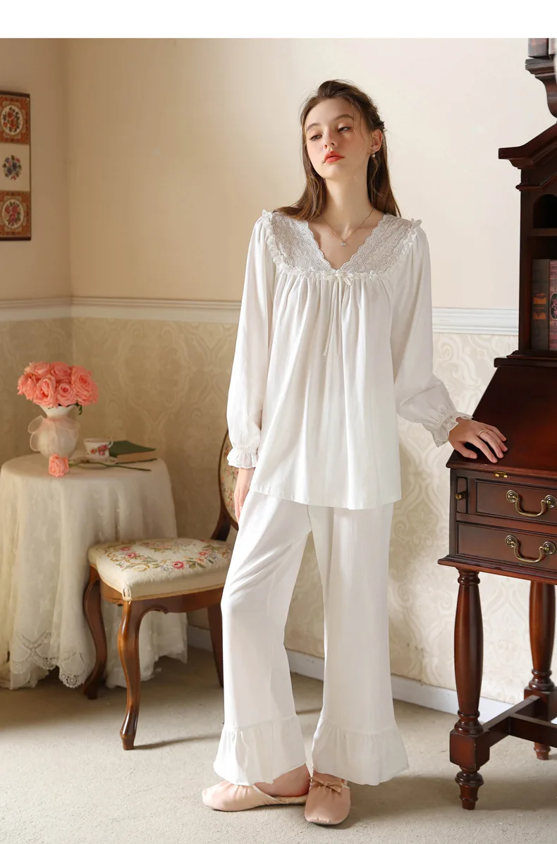 Пижамный комплект женский с длинным рукавом одежда для сна из 2 предметов штаны