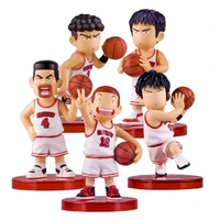 5pcs1set anime slam dunk figure sakuragi hanamichi kaede rukawa basketball boy red and white jersey model children toy pvc doll