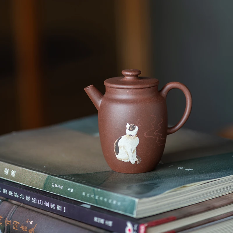 

Yixing Purple Clay Pot Raw Ore Purple Clay Zhao Zhuang Cinnabar Sand Handmade Clay Painting Wheel Bead Pot Small Capacity