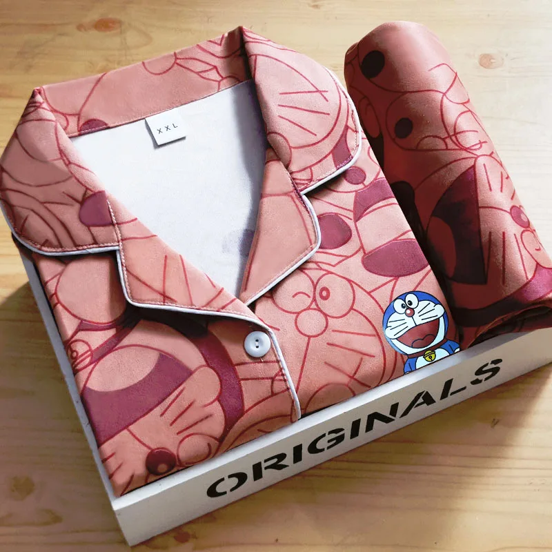 Spring and Autumn Hot Style Lapel Pajamas Women's Cardigan Long-sleeved Trousers Cartoon Home Service Ladies Suit