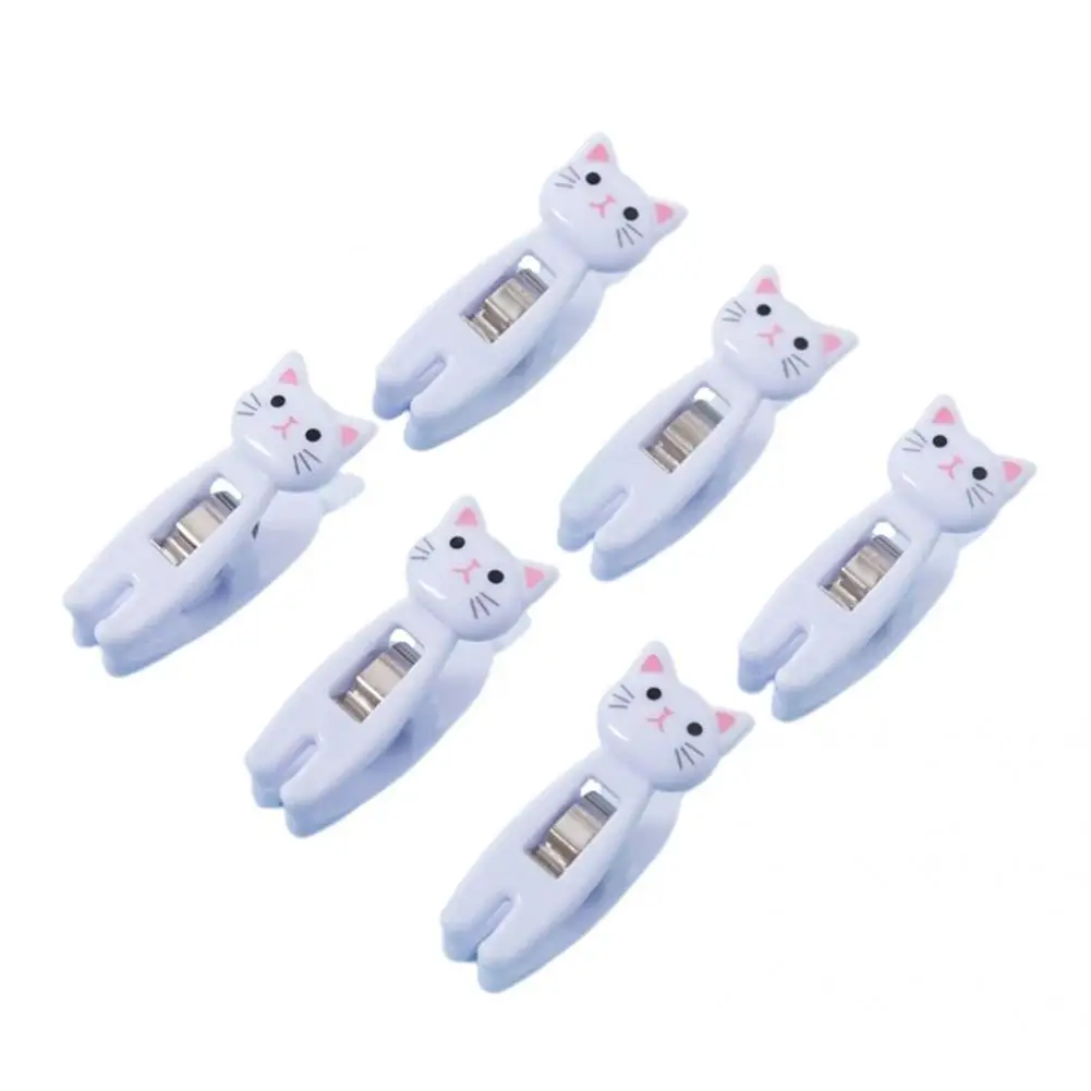 

Long Lasting 6Pcs Great Anti-scratch Cartoon Cat Snack Clip Lightweight Sealing Clamp Convenient for Indoor