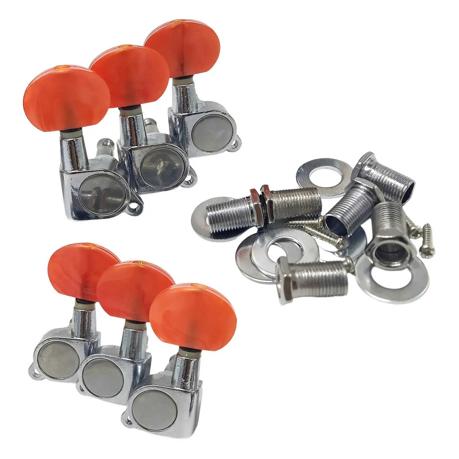 

6x Zinc Alloy Peg Tuner Key Peg Knobs with Screws Nuts Gaskets for Acoustic Guitar Accessories