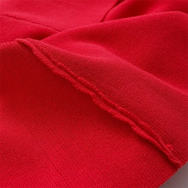 KEYANKETIAN новинка 2024 женское Красное трикотажное платье корейское элегантное