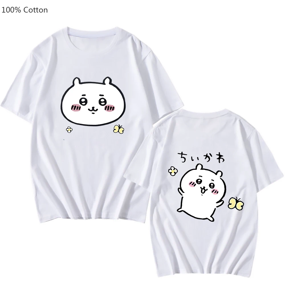 

Chiikawa Anime Printing T-shirts Aesthetic Manga Tshirt Short Sleeve Comic 100% Cotton Soft Tee-shirt Men/women Cartoon T Shirt