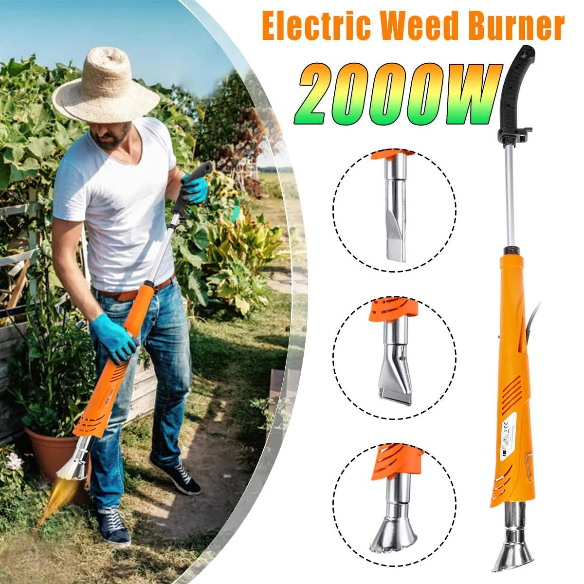 

650° 2000W Electric Thermal Weeder Hot Air Weed-Killer Grass Flamethrower Weed-Burner Of Garden Tools Grass Trimmer Lawn Mower