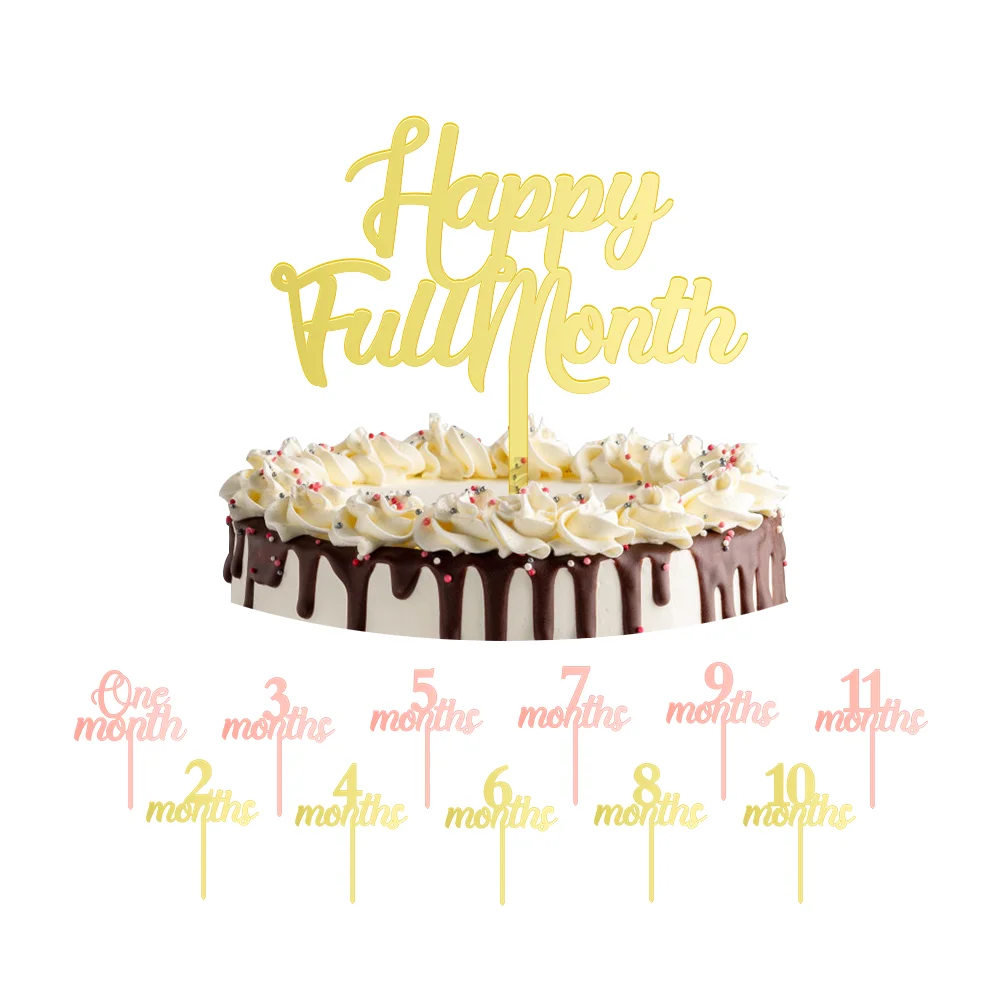 

1~ 12 Months Full Month Acrylic Cake Topper Cake Decoration for Newborn Baby Party Decoration