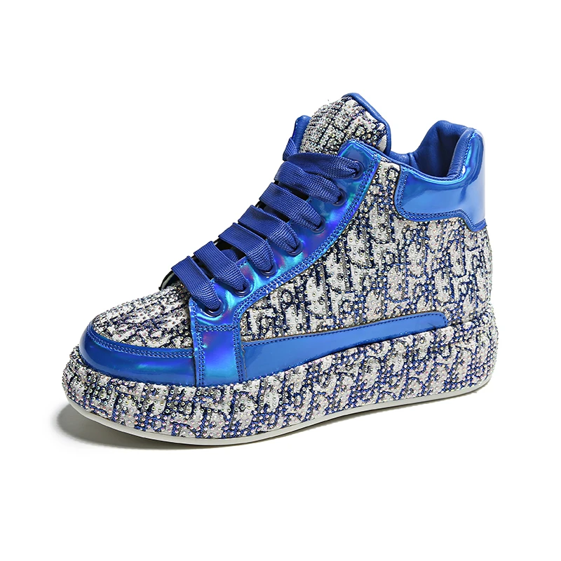 

Hot Top Quality Sneakers Sexy Women Skate Shoes New Autumn Rhinestone Women High Top Board Shoes Shiny Women's Casual Shoes