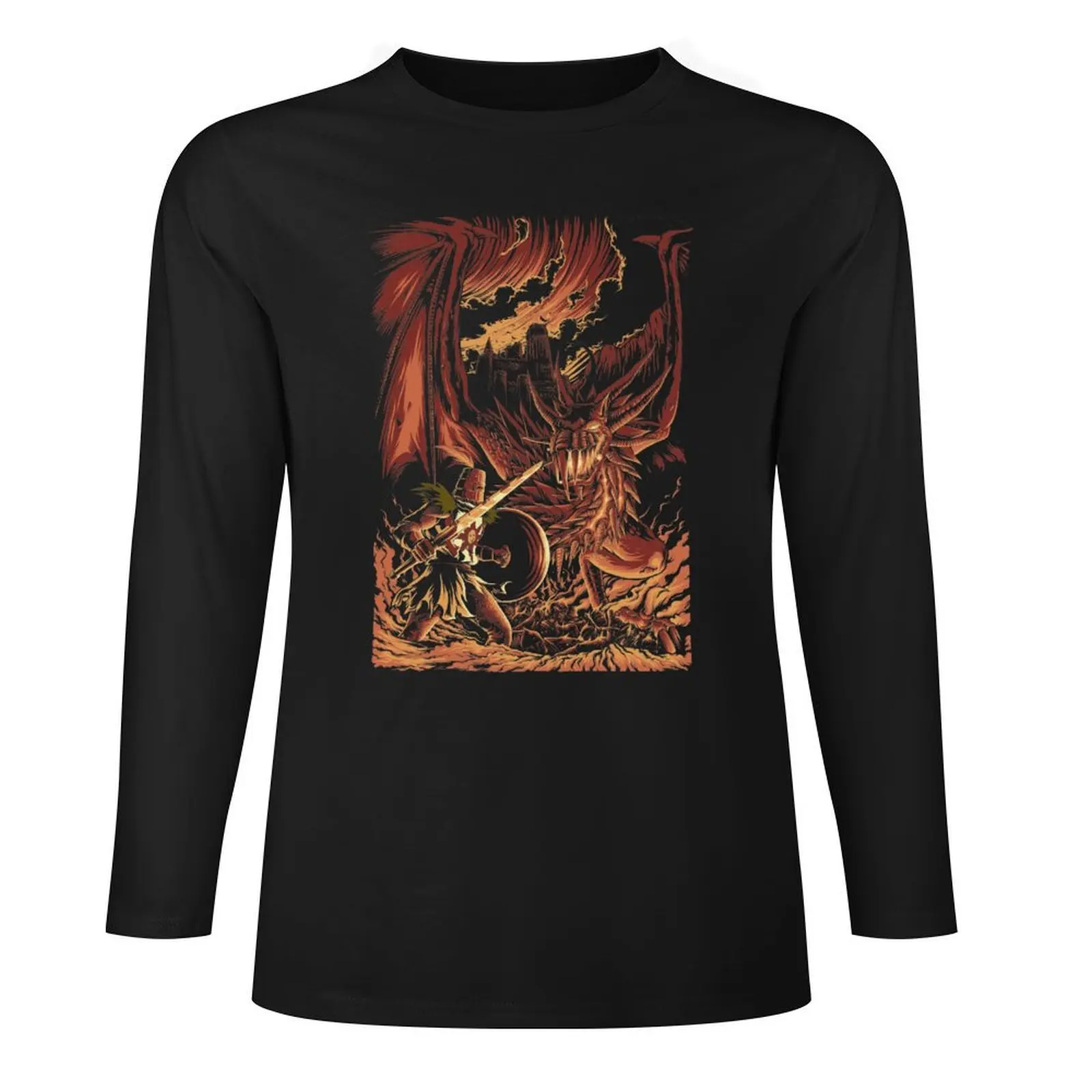 Длинная футболка Wyvern's Wrath корейская модная быстросохнущая черные футболки