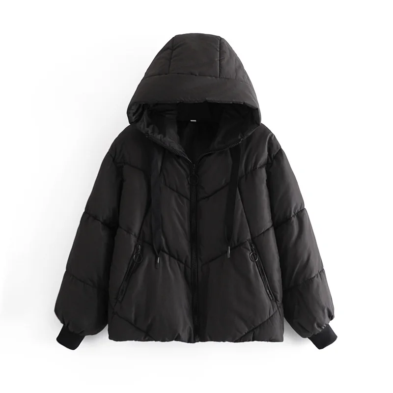 Winter Women's Oversized Jacket Retro Thick Pockets Hooded Solid Color Jacket Women Fashion Long Sleeve Jacket Women Clothing