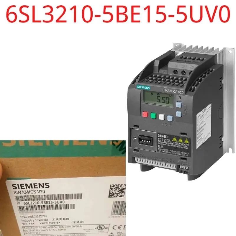 

6SL3210-5BE15-5UV0 Brand New SINAMICS V20 380-480 V 3 AC -15/+10% 47-63Hz rated power 0.55 kW with 150% overload for 60 sec.