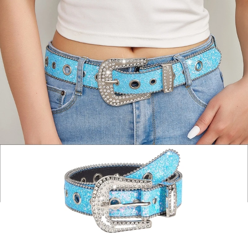 Shinning  Waist Belts for Jeans Adjustable Belt for Woman Cowboy Cowgirl Teens Female Jeans Skirt Waistband