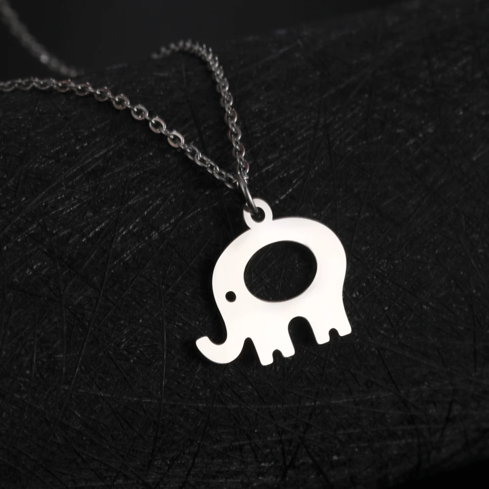 

Cutout Round Elephant Pendant Necklace Stainless Steel Necklace for Women Couple Pendants Birthday Gifts
